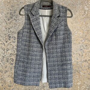 Chic Black and White Tweed Vest